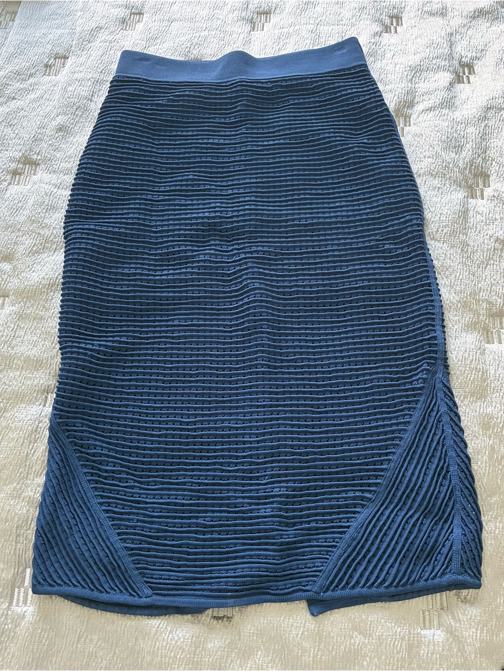bebe Navy Ribbed Pencil Skirt